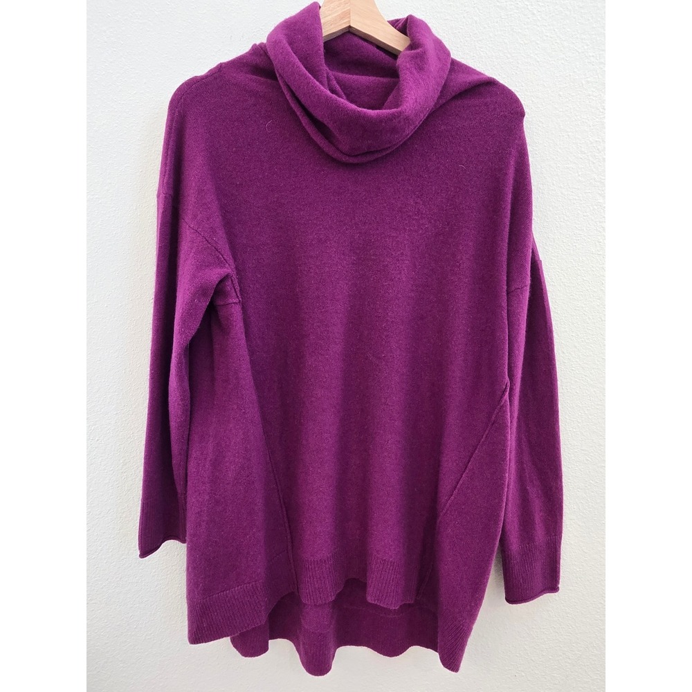 Celeste Purple 100% Cashmere Cowl Neck High Low Oversized Sweater Womens Medium